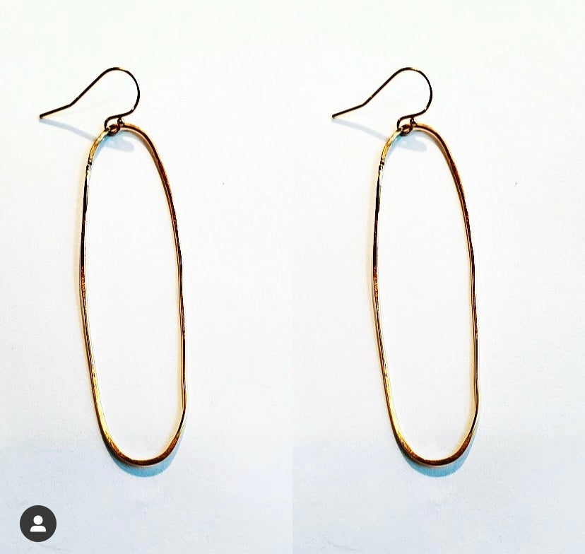Long hammered Oval Earring
