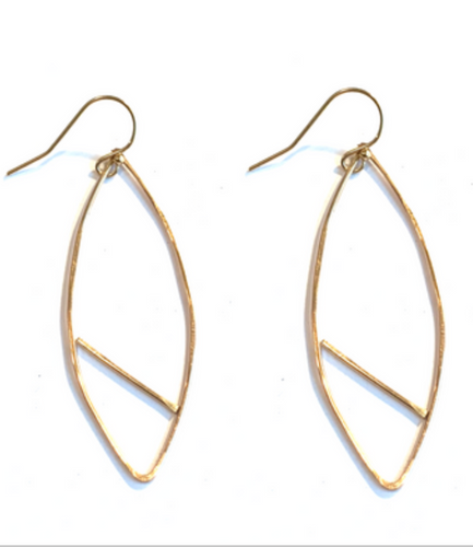 Open Leaf Diagonal Earring