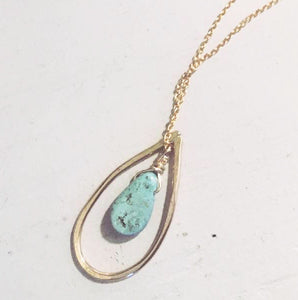 Turquoise Teardrop Drop Stone Necklace