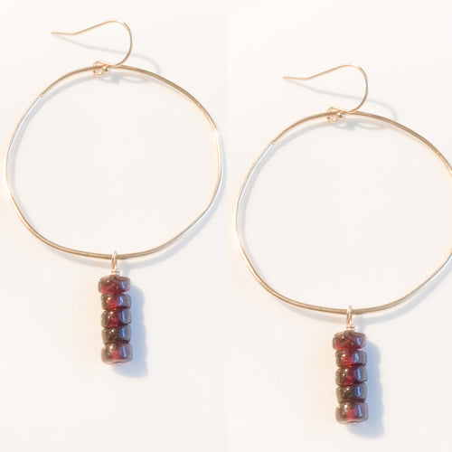 Garnet Heishi Hoop Earrings