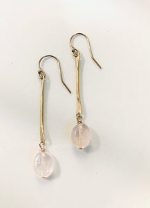 Nova Bar + Rose Quartz Earrings