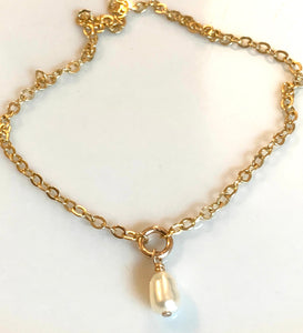 Tiny Freshwater Pearl Drop Necklace