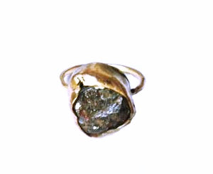 Gold wrapped rough Garnet Ring