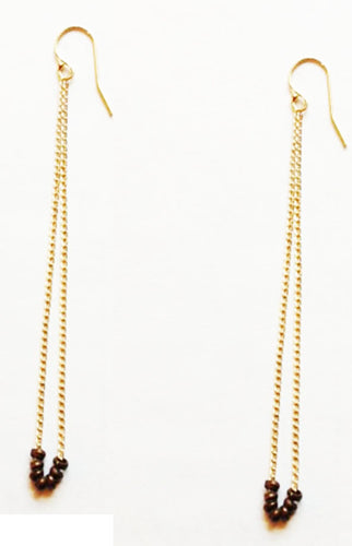 Long Chain Trade Bead Earring 14K